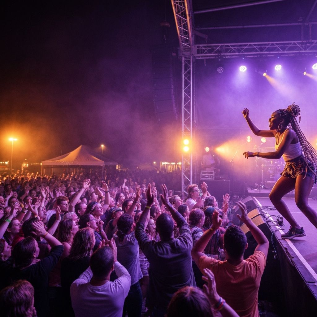 Vendor selling products at an event marketplace