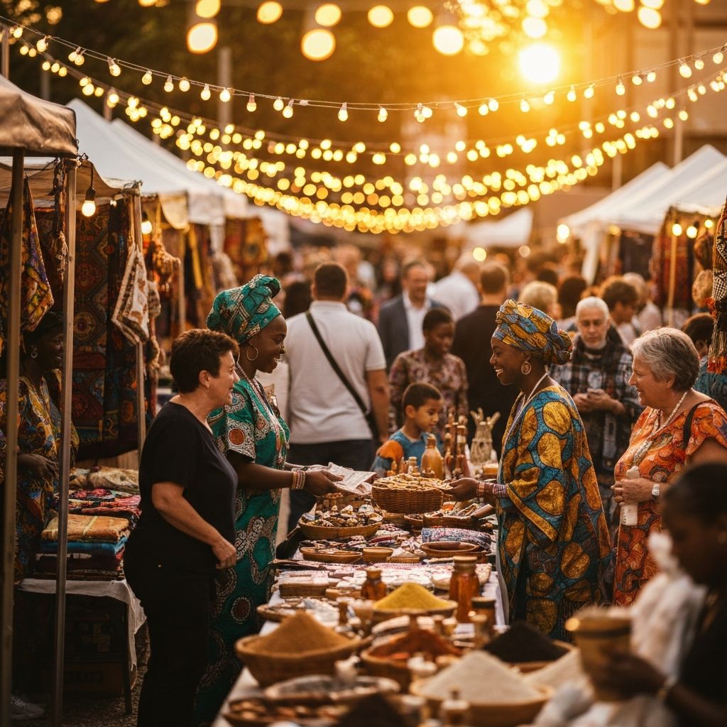 Customers shopping at an event marketplace